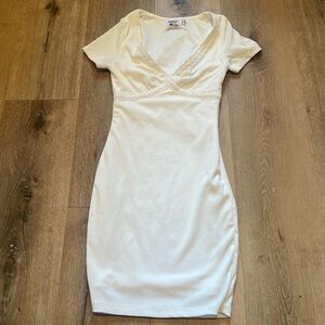 Princess Polly White V neck Fitted Mini Dress